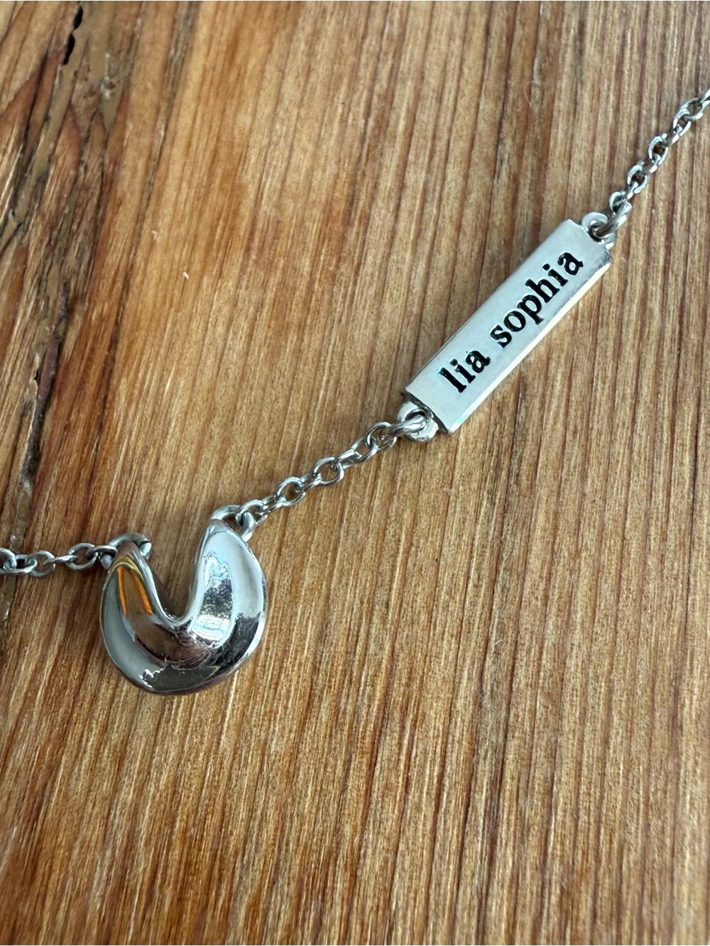 Lia Sophia Silver Toned Achieve Necklace Fortune Cookie Pendant